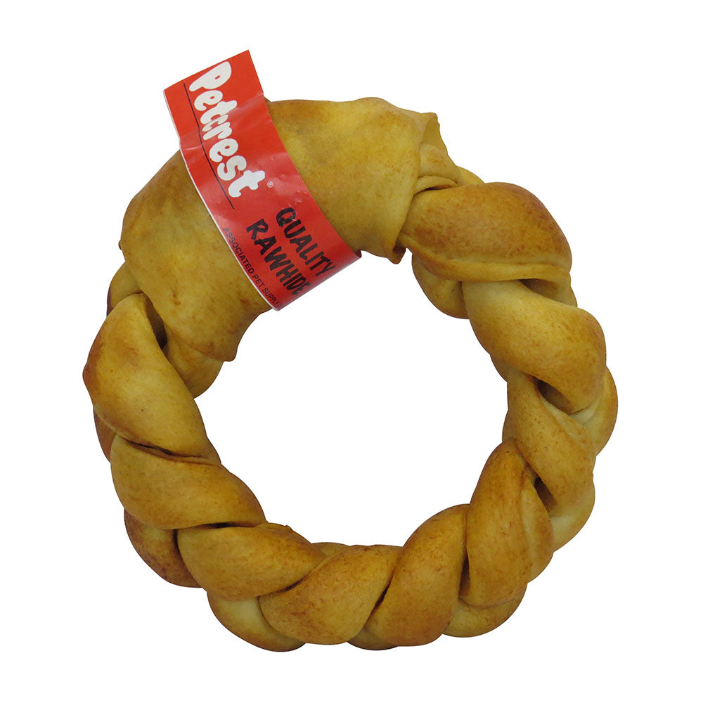 Petcrest® Hickory Smoked Braided Rawhide Donut 6" - 20 Count