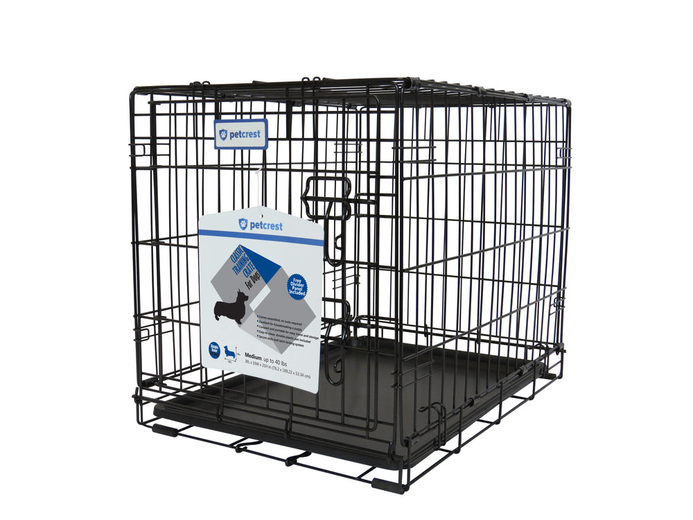 Petcrest® Single Door Dog Crate Black Color 30 x 19 x 21 Inches