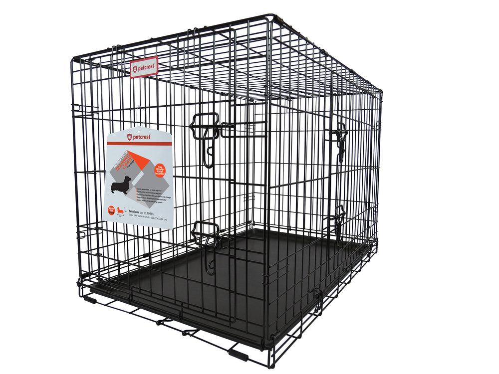 Petcrest® Double Door Dog Crate Black Color 30 x 19 x 21 Inches