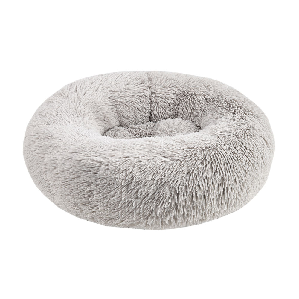 Petcrest® Fur Donut Bed for Dogs & Cats Gray 24"