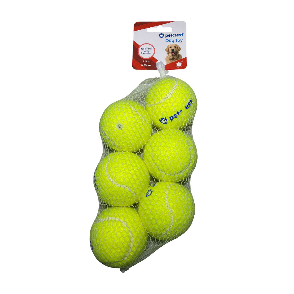 Petcrest® Tennis Ball with Squeaker 2.5" - 6 Count